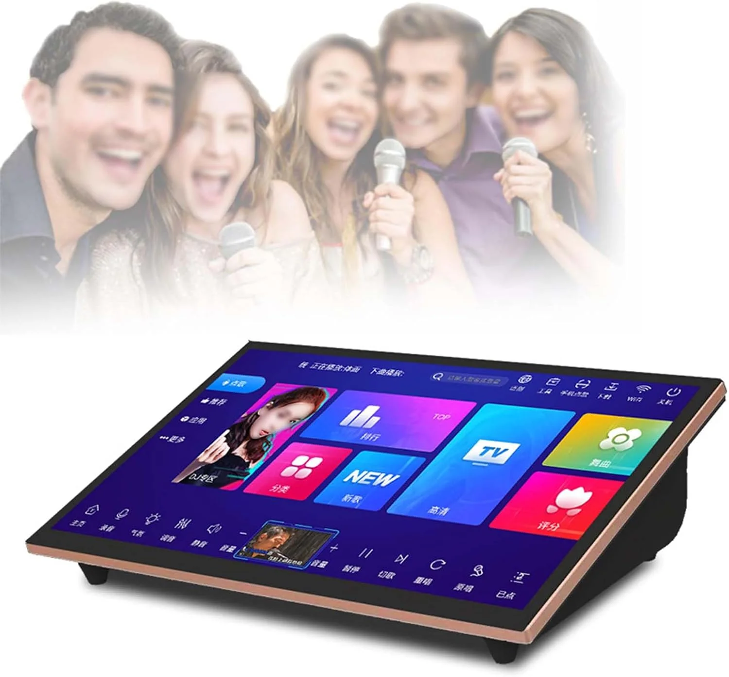 دستگاه کارائوکه هوشمند، آمپلی فایر یکپارچه، وای فای + اپلیکیشن، تماشای فیلم، کارائوکه، 19 اینچ، بیش از 20 زبان، مناسب برای مهمانی های خانگی، آواز خواندن، بازی ها، 500 گیگابایت/1 ترابایت/2 ترابایت/3 ترابایت/4 ترابایت/6 ترابایت/8 ترابایت، 8 ترابایت، مشکی