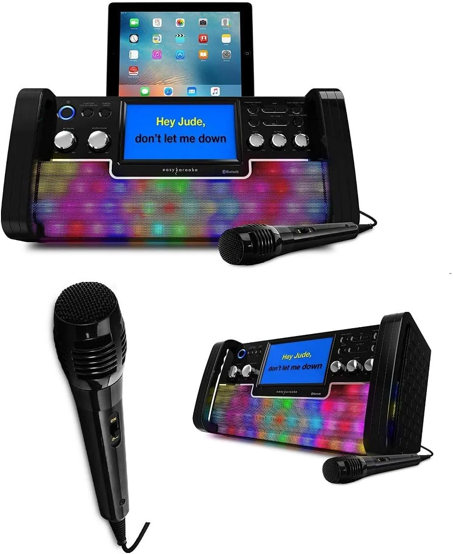 دستگاه کارائوکه بلوتوثی EK easy karaoke EKS780-BT با بلندگو، 1 میکروفون، چراغ‌های دیسکو LED و صفحه نمایش رنگی 7 اینچی TFT