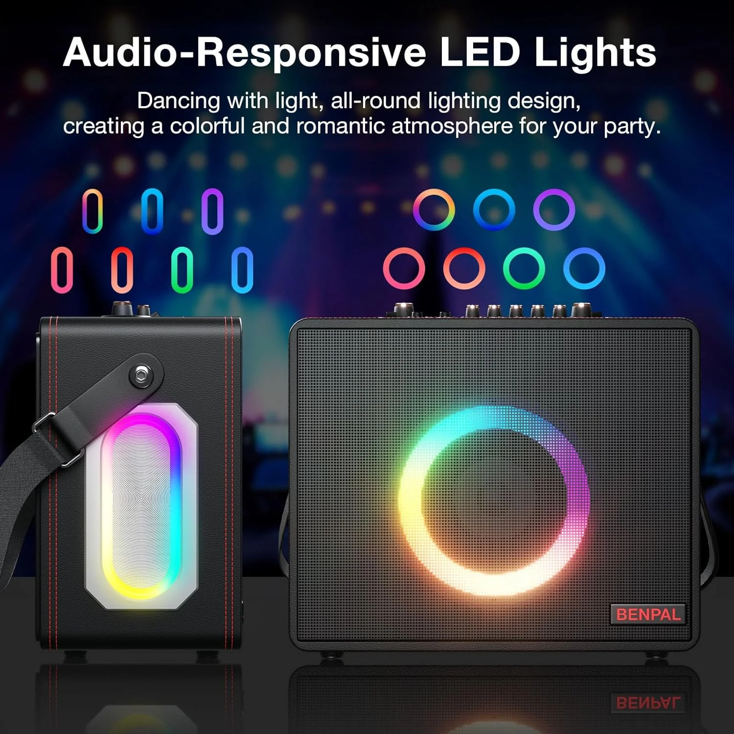 دستگاه کارائوکه هوشمند با نمایشگر متن ترانه، صفحه لمسی ۱۴ اینچی داخلی، با بلندگوی مهمانی بلوتوثی و دو میکروفون بی سیم، سیستم PA قابل حمل برای مهمانی های خانگی و فضای باز