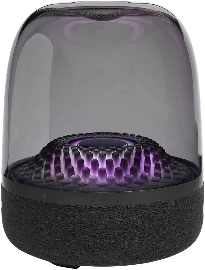 اسپیکر بلوتوث Harman Kardon Aura Studio 4، دارای 6 ترنسدیوسر 40 میلی‌متری برای مید-رنج و فرکانس‌های بالا، ساب ووفر 130 میلی‌متری، اتصال بلوتوث 4.2، توان خروجی 2x 15W RMS + 100W RMS، رنگ مشکی | AURASTUDIO4-BK