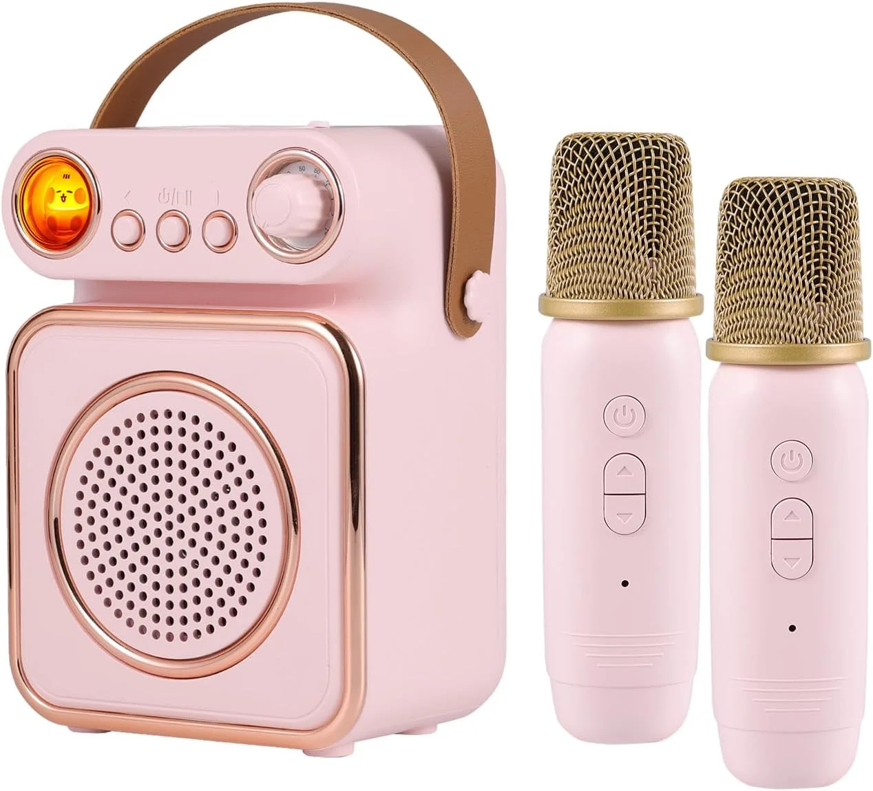 ست اسپیکر و میکروفون بی‌سیم کارائوکه کوچک Joleritc با 2 میکروفون و چراغ خواب LED رنگی، میکروفون دستی کارائوکه برای مهمانی تولد، تناسب اندام رومیزی، فضای باز، مجموعه KTV خانگی