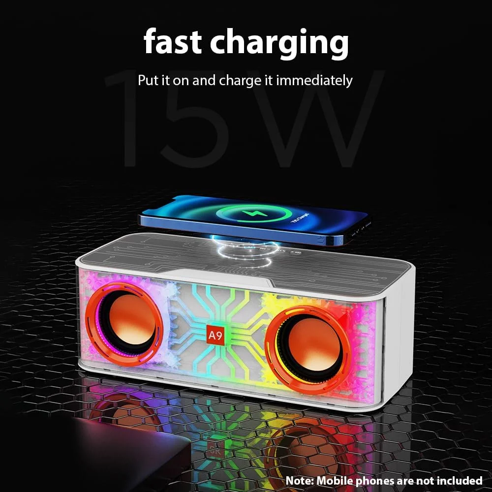 اسپیکر کارائوکه Joleritc با طراحی مکانیکی شفاف، قابل حمل، دارای بلوتوث و 2 میکروفون بی سیم با نور LED رنگی، مناسب برای جشن تولد، فضای باز، منزل و KTV