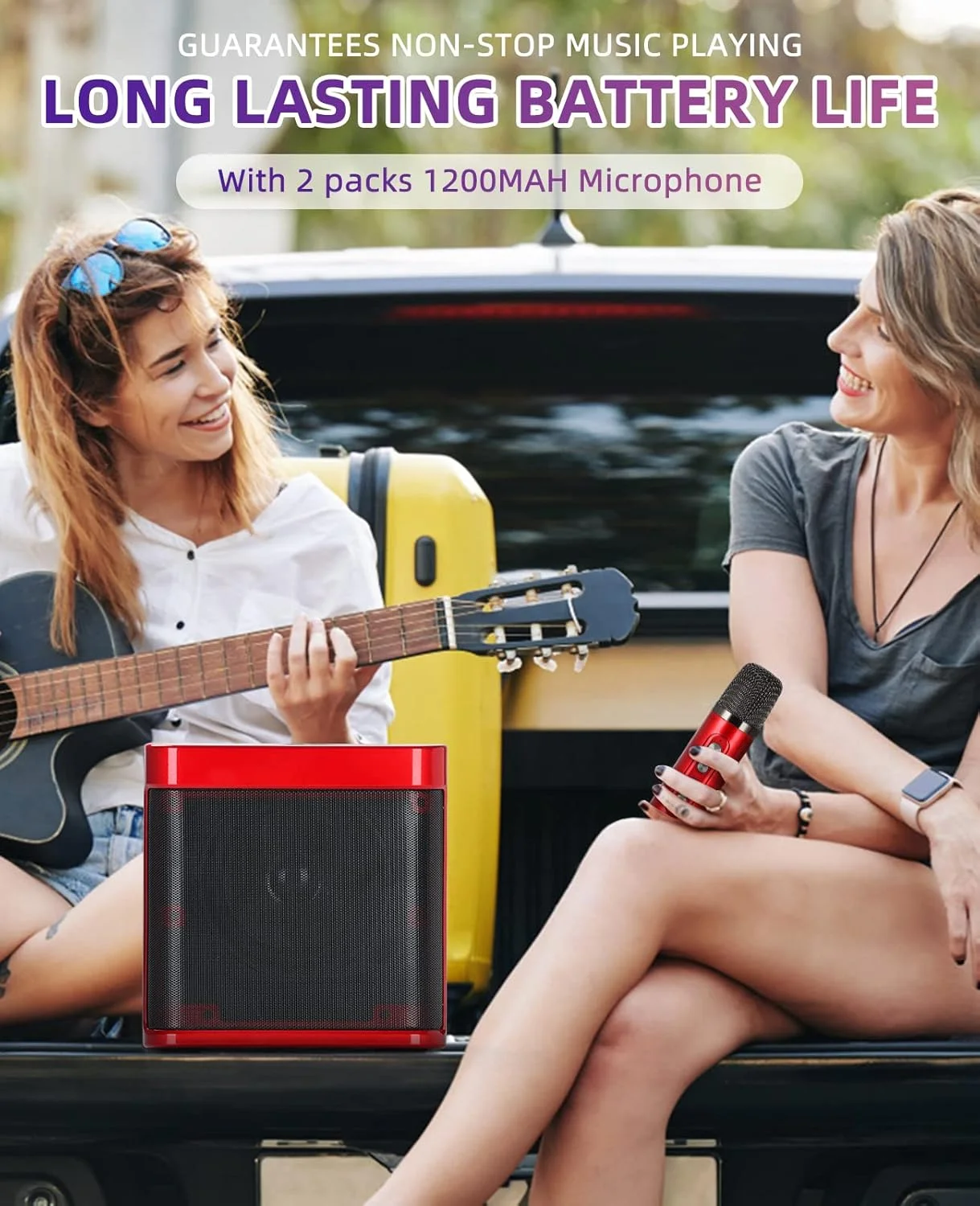 دستگاه کارائوکه کوچک برای بزرگسالان و کودکان، اسپیکر کارائوکه بلوتوث قابل حمل برای تلویزیون، با 2 میکروفون بی سیم، سیستم بلندگوی PA برای مهمانی های داخلی و خارجی، آواز خواندن مهمانی خانوادگی (قرمز مشکی)