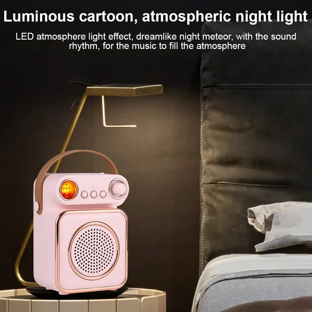 ست اسپیکر و میکروفون بی‌سیم کارائوکه کوچک Joleritc با 2 میکروفون و چراغ خواب LED رنگی، میکروفون دستی کارائوکه برای مهمانی تولد، تناسب اندام رومیزی، فضای باز، مجموعه KTV خانگی