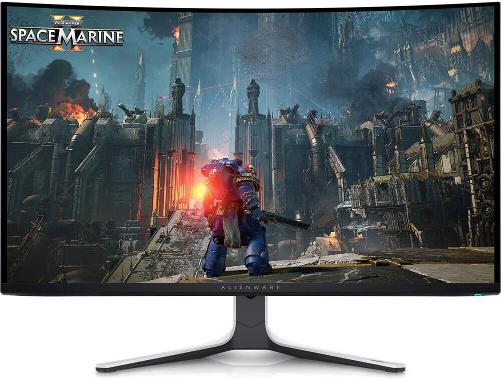 مانیتور گیمینگ خمیده 32 اینچی 4K QD-OLED دل Alienware، رزولوشن 4K UHD 3840x2160 @ 240Hz، زمان پاسخگویی 0.03ms G-to-G، AdaptiveSync و NVIDIA G-Sync، 1 میلیارد رنگ، پوشش رنگی DCI-P3 99% Dolby Vision، DP 1.4 / HDMI 2.1، USB-C | AW3225QF