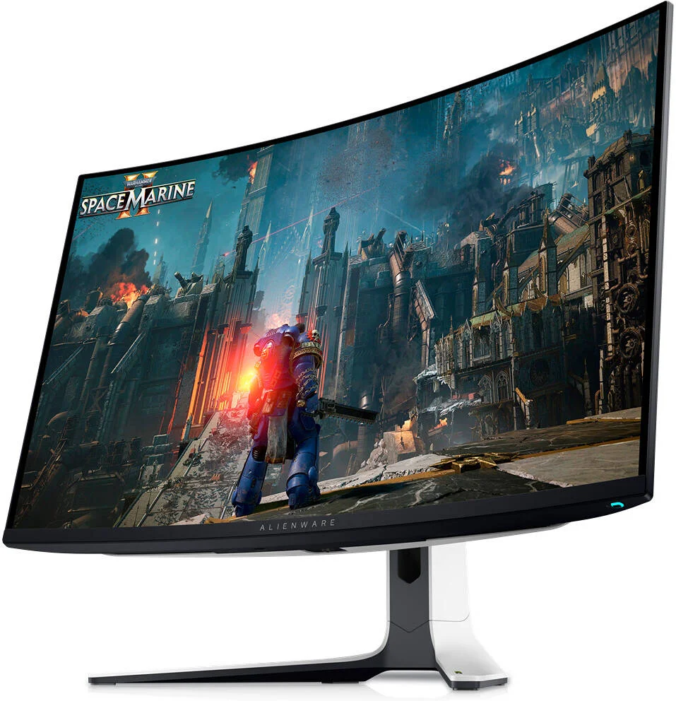 مانیتور گیمینگ خمیده 32 اینچی 4K QD-OLED دل Alienware، رزولوشن 4K UHD 3840x2160 @ 240Hz، زمان پاسخگویی 0.03ms G-to-G، AdaptiveSync و NVIDIA G-Sync، 1 میلیارد رنگ، پوشش رنگی DCI-P3 99% Dolby Vision، DP 1.4 / HDMI 2.1، USB-C | AW3225QF