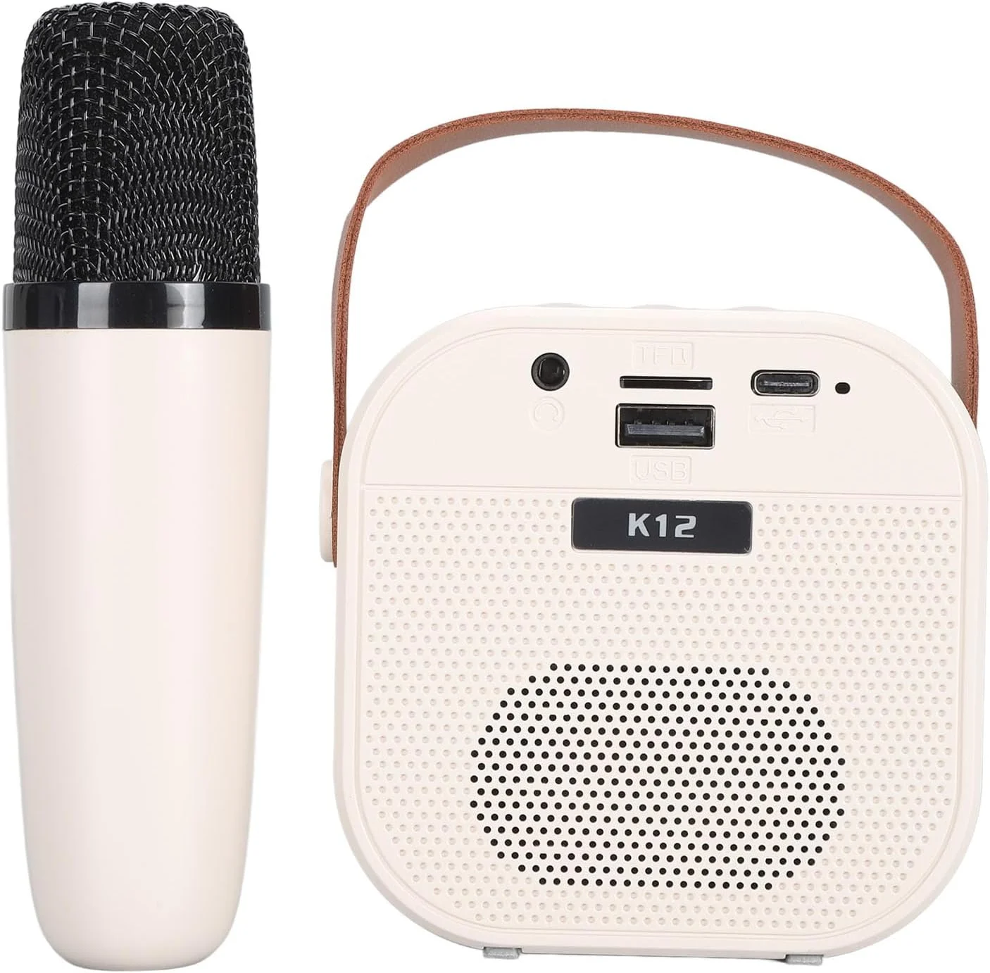 اسپیکر کوچک Jectse با افکت‌های Reverb، اسپیکرهای دوتایی برای اجرای زنده، دستگاه کارائوکه قابل حمل برای کودکان، بزرگسالان، مسافرت و مهمانی‌ها، مشکی (سفید)