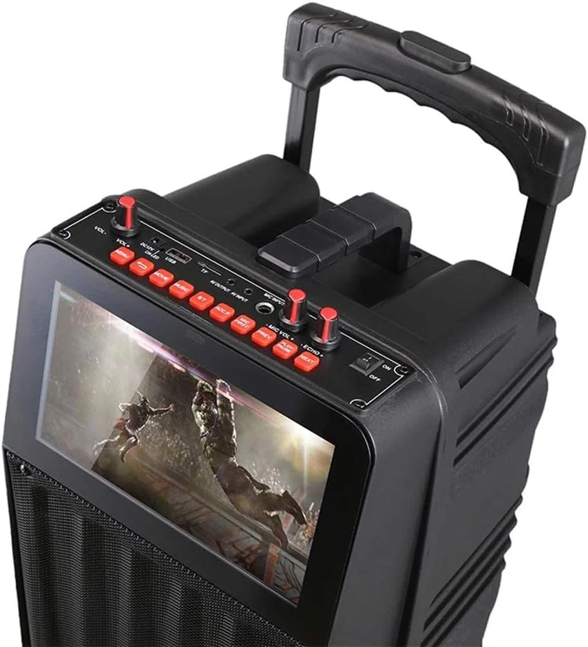 اسپیکر کارائوکه مهمانی بی‌سیم با صفحه نمایش TFT، میکروفون بی‌سیم و درگاه‌های متعدد