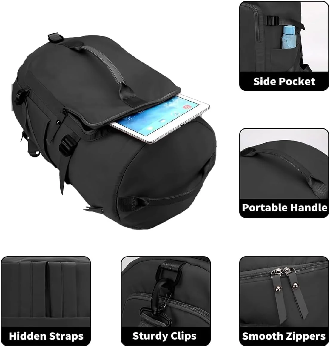 کیف ورزشی دافل مردانه و زنانه، کوله پشتی مسافرتی، کیف آخر هفته، کیف شبانه با محفظه کفش و جیب خیس - مشکی کیف ورزشی دافل مردانه و زنانه، کوله پشتی مسافرتی، کیف آخر هفته، کیف شبانه با محفظه کفش و جیب خیس - مشکی