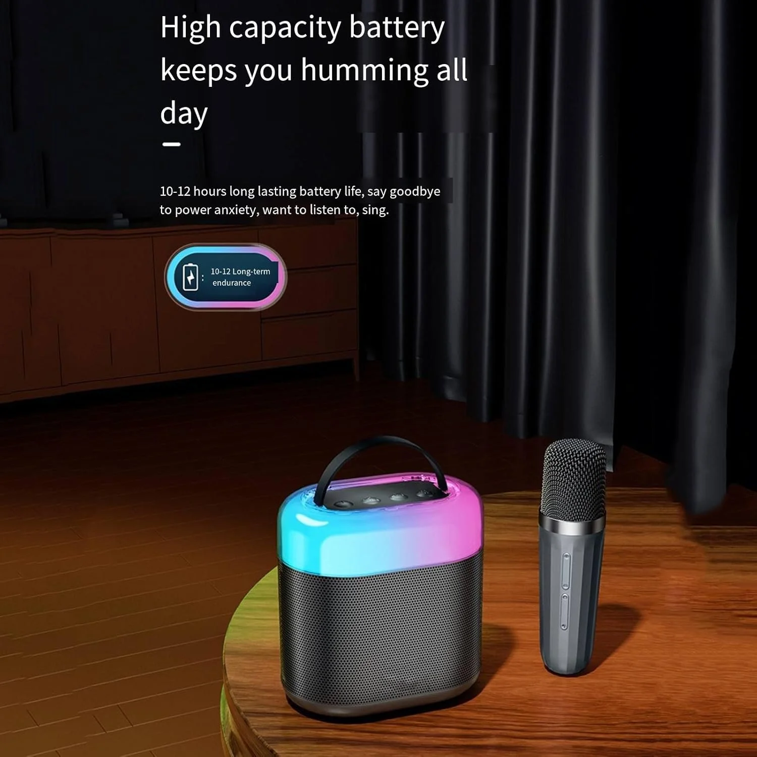 دستگاه کارائوکه با میکروفون یکپارچه، بلوتوث بی‌سیم خانگی، مناسب آواز خواندن، KTV خانوادگی با نورهای رنگارنگ، C