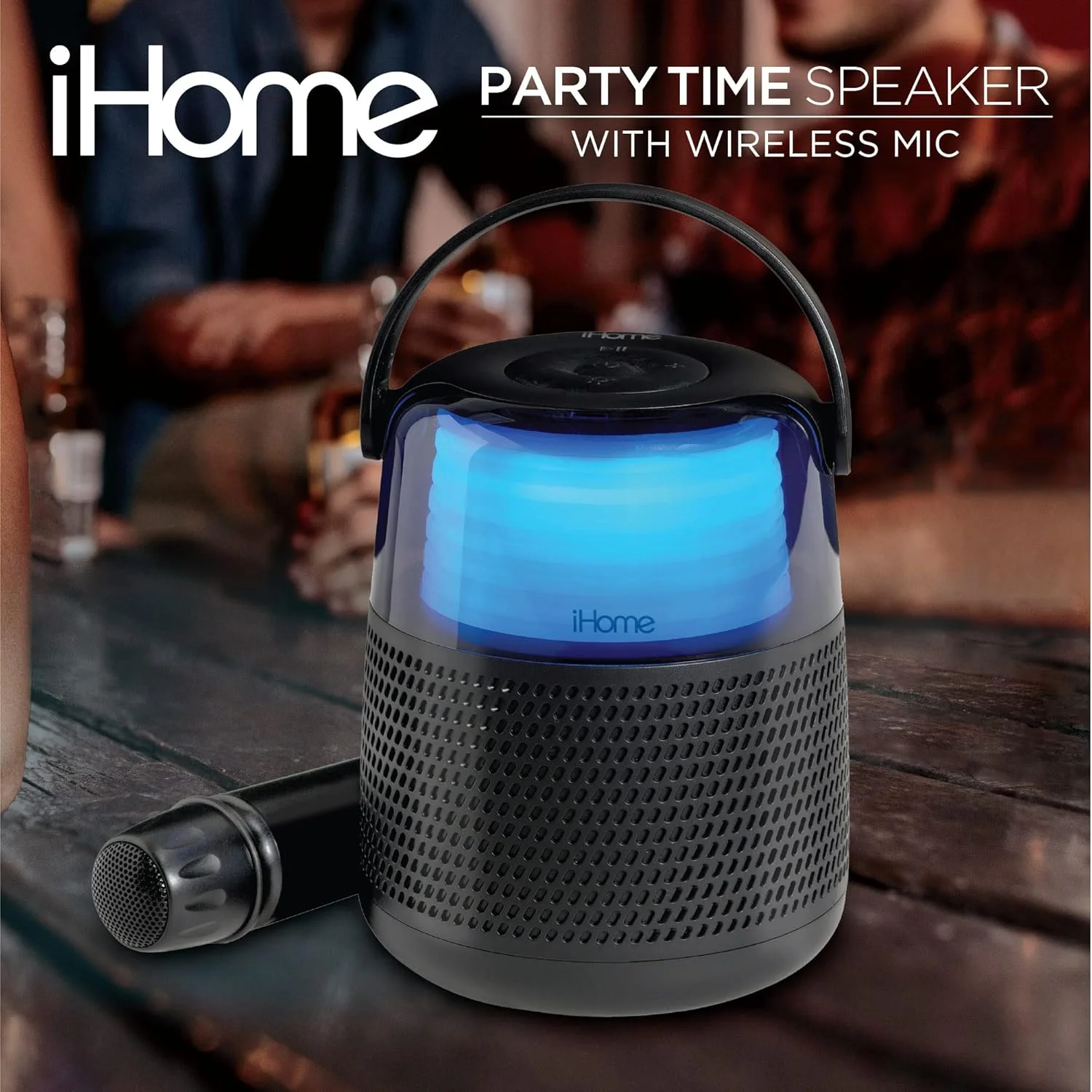 دستگاه کارائوکه iHome با بلندگوی بلوتوث و میکروفون کارائوکه، بلندگوی قابل حمل با چراغ های تغییر رنگ و جلوه های تغییر صدا (iKBT70)