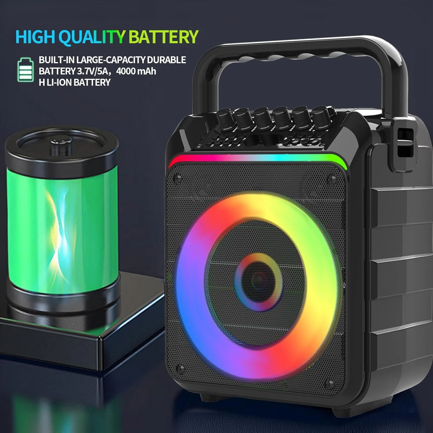 دستگاه کارائوکه قابل حمل iFCOW با میکروفون های بی سیم، میکروفون کارائوکه با سیستم PA، نور LED رنگارنگ، بلندگوی کارائوکه از REC/FM/AUX/USB/TF برای بزرگسالان پشتیبانی می کند