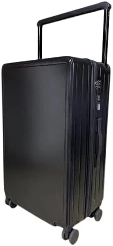 چمدان چرخ‌دار پهن سوئیس کیس، سایز 26 اینچ، بدنه سخت ABS+PC، دارای 4 چرخ دوبل 360 درجه بی‌صدا و زیپ دوبل ضدآب و مقاوم در برابر انفجار، جا لیوانی و USB، مدل QTC-SY801-مشکی26