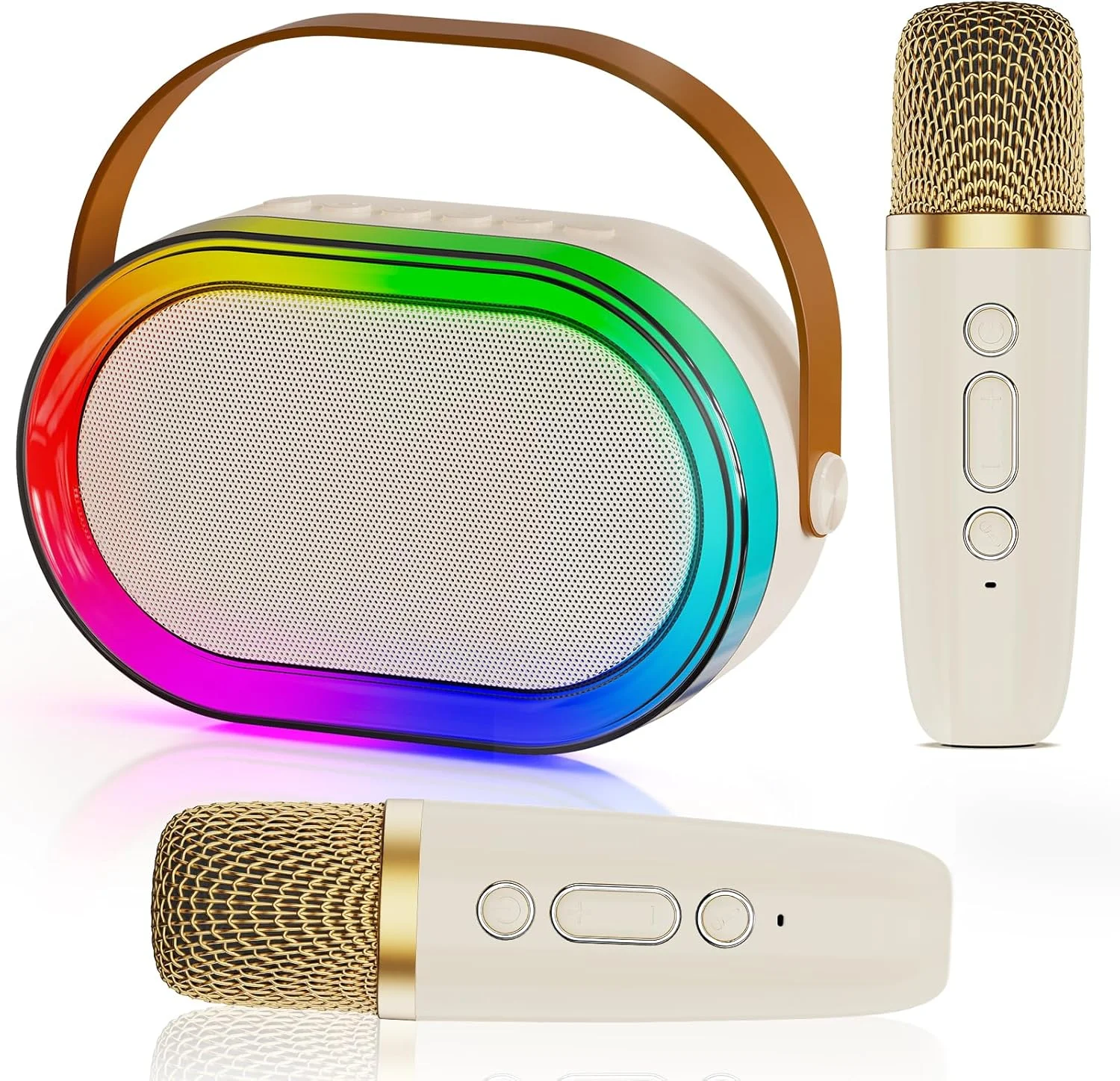 دستگاه کارائوکه D35T به همراه 2 میکروفون بی سیم، با چراغ های LED و صدای جادویی