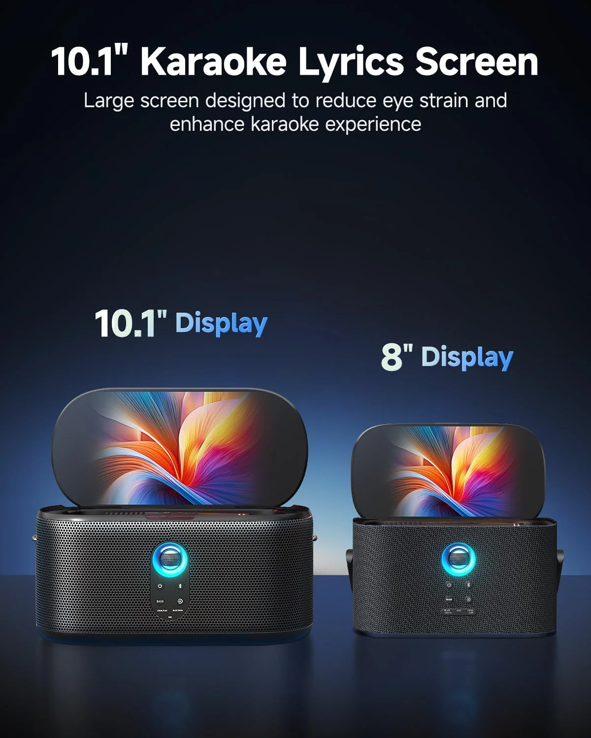 دستگاه کارائوکه ایکارائو برای بزرگسالان، با نمایش متن ترانه، صفحه نمایش 10.1 اینچی، 280 وات، 2+2 کانال، 2 میکروفون بی سیم، EQ تنظیم خودکار، شارژ خودکار، سیستم کارائوکه خانگی قابل حمل با KaraFun Prime، HDMI برای تلویزیون
