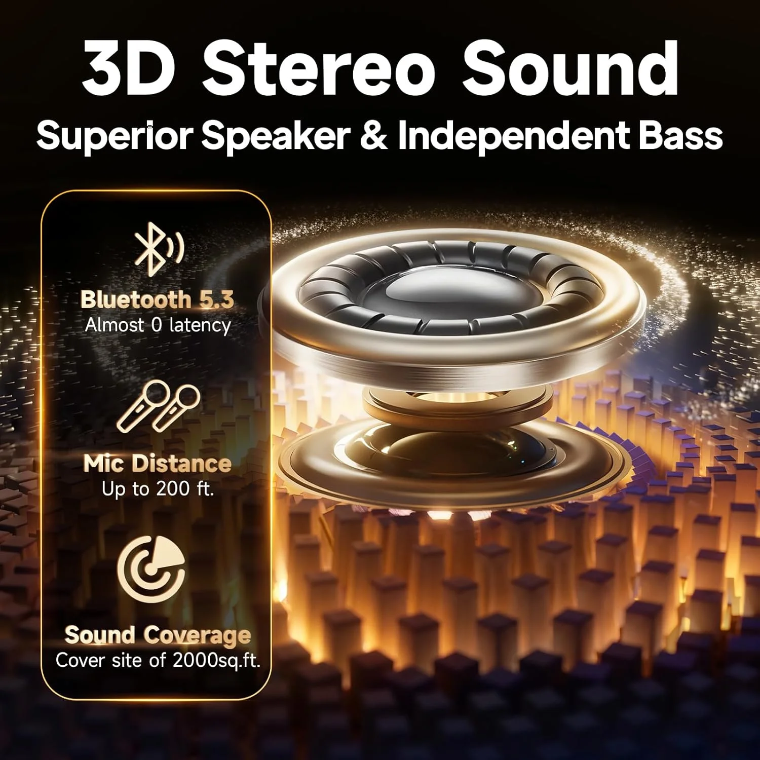 دستگاه کارائوکه با 2 میکروفون بی سیم، سیستم میکروفون کارائوکه بی سیم با چراغ های DJ برای بزرگسالان و کودکان، بلندگوی کارائوکه قابل حمل برای مهمانی خانگی، فضای باز، بلندگوی بلوتوث با پشتیبانی از REC