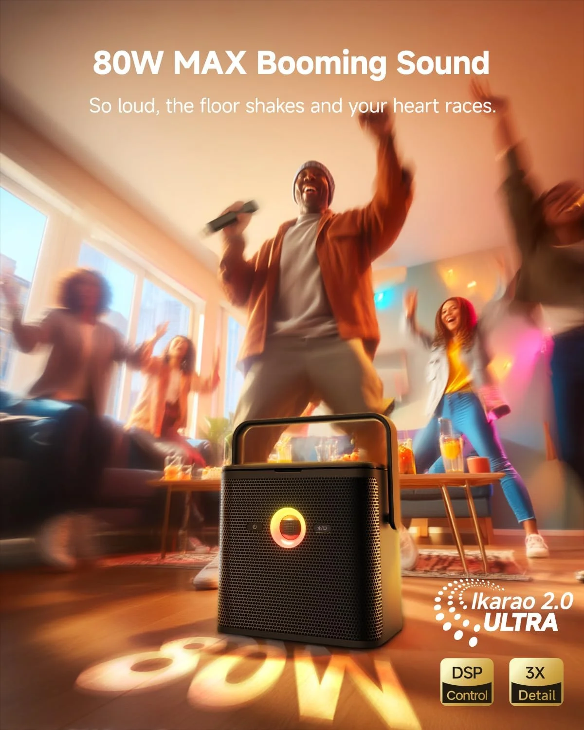 دستگاه کارائوکه Ikarao برای بزرگسالان، با نمایش متن ترانه و صفحه نمایش، سیستم کارائوکه برای یوتیوب، 2 میکروفون بی سیم، تنظیم خودکار و اکو، KaraFun Prime، بلندگوی کارائوکه قابل حمل برای مهمانی های خانگی و فضای باز