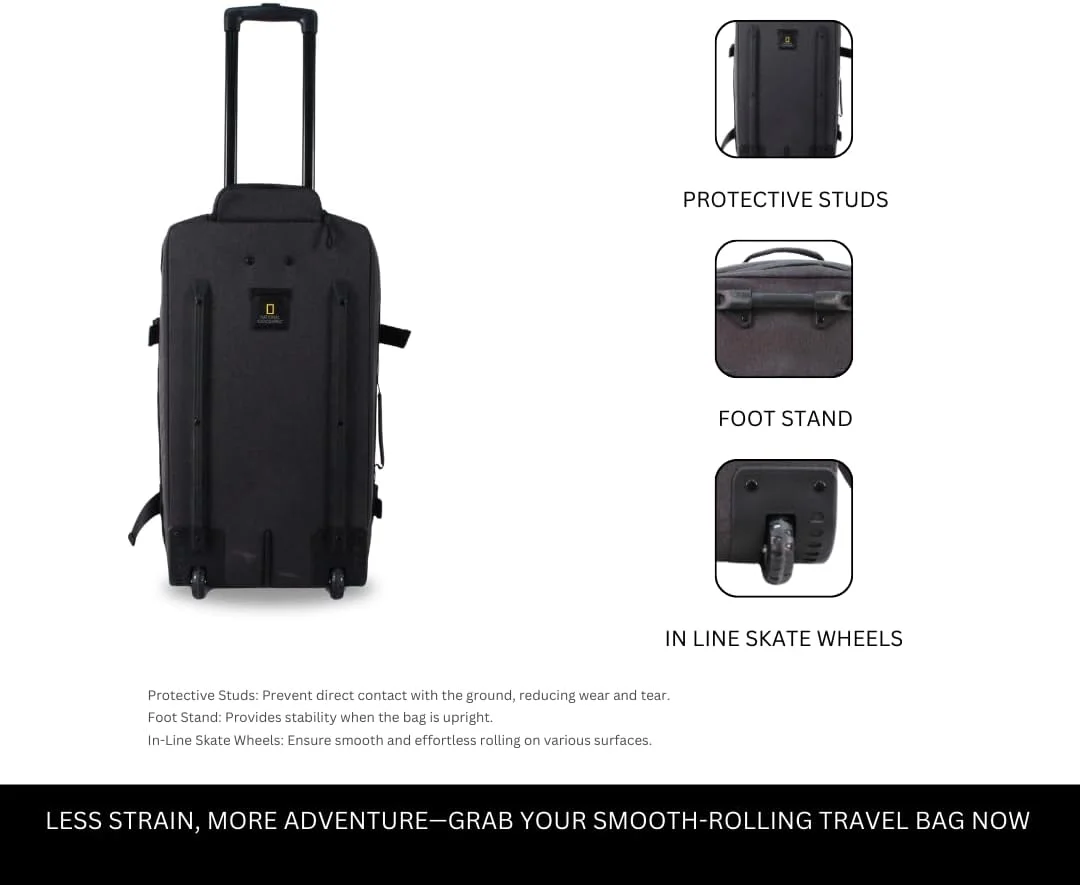 کوله پشتی چرخ دار نشنال جئوگرافیک مدل Expedition سایز 24 اینچ - مقاوم در برابر آب، سبک وزن با محافظ های زیرین، مناسب برای سفر و کار، مشکی کوله پشتی چرخ دار نشنال جئوگرافیک مدل Expedition سایز 24 اینچ - مقاوم در برابر آب، سبک وزن با محافظ های زیرین، مناسب برای سفر و کار، مشکی