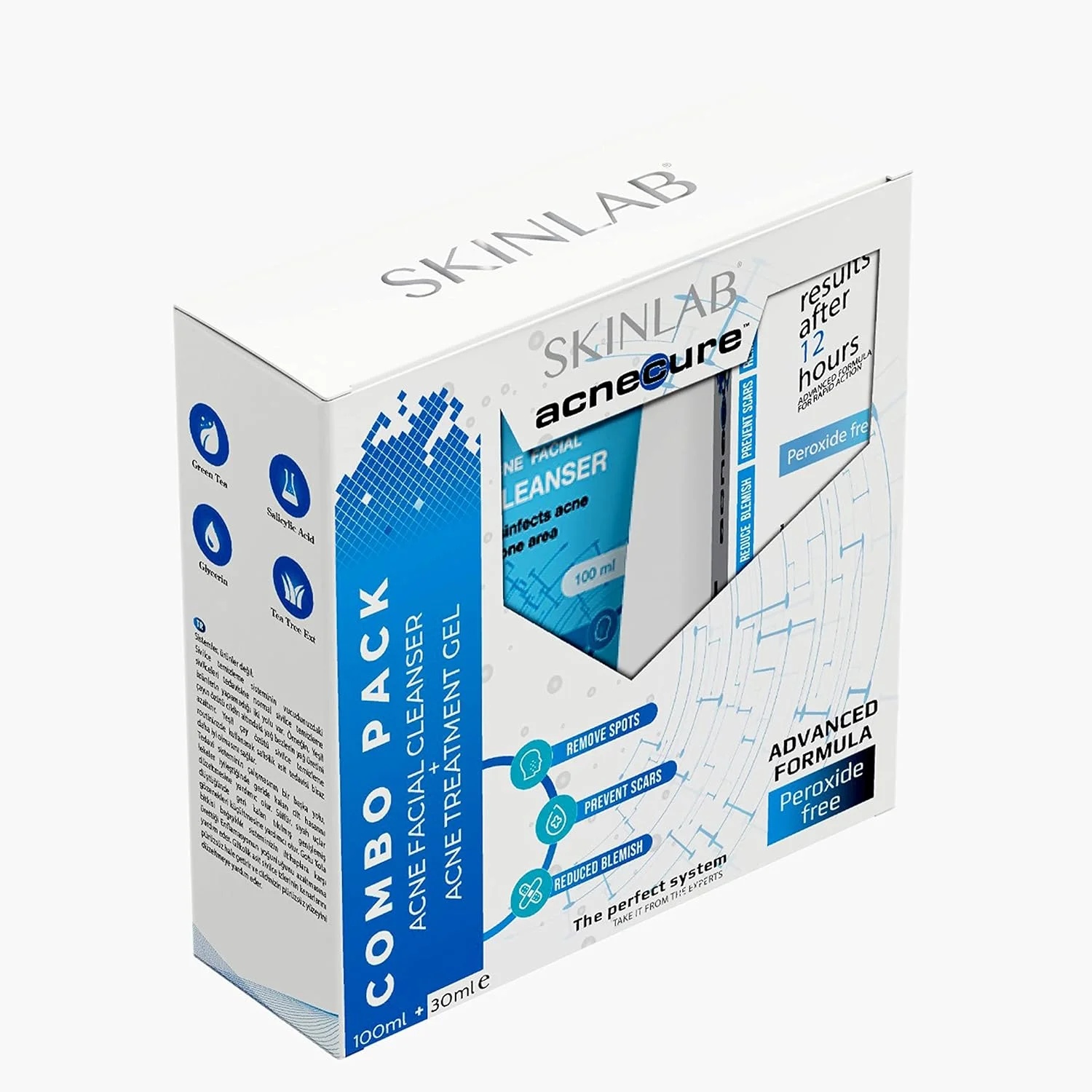 مجموعه پاک کننده صورت و ژل درمان پوست SKINLAB COMBO PACK، فرمول پیشرفته بدون پراکسید، رفع لک، جلوگیری از جای زخم، کاهش لک، 100ml و 30ml مجموعه پاک کننده صورت و ژل درمان پوست SKINLAB COMBO PACK، فرمول پیشرفته بدون پراکسید، رفع لک، جلوگیری از جای زخم، کاهش لک، 100ml و 30ml