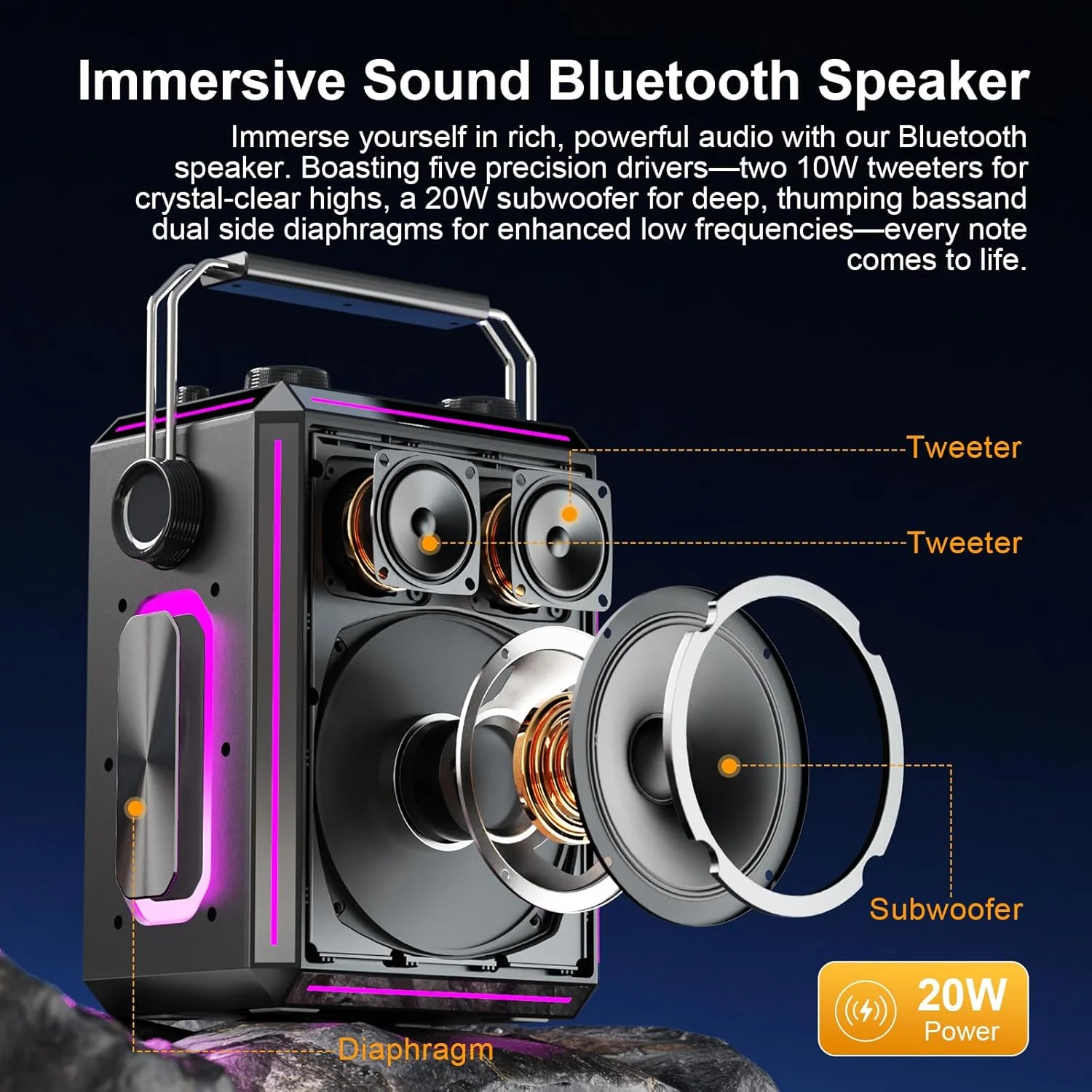 دستگاه کارائوکه با نورهای رنگارنگ (مشکی)