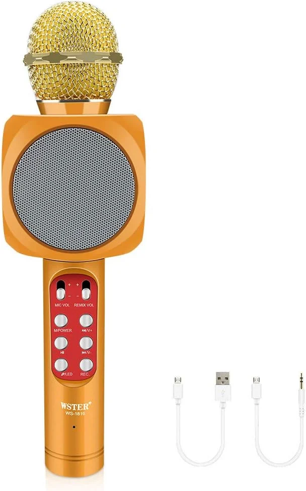 میکروفون کارائوکه بلوتوث بی‌سیم Showay Hegerby WS-1816، اسپیکر میکروفون جیبی آهنگ K برای گوشی‌های هوشمند آیفون/اندروید