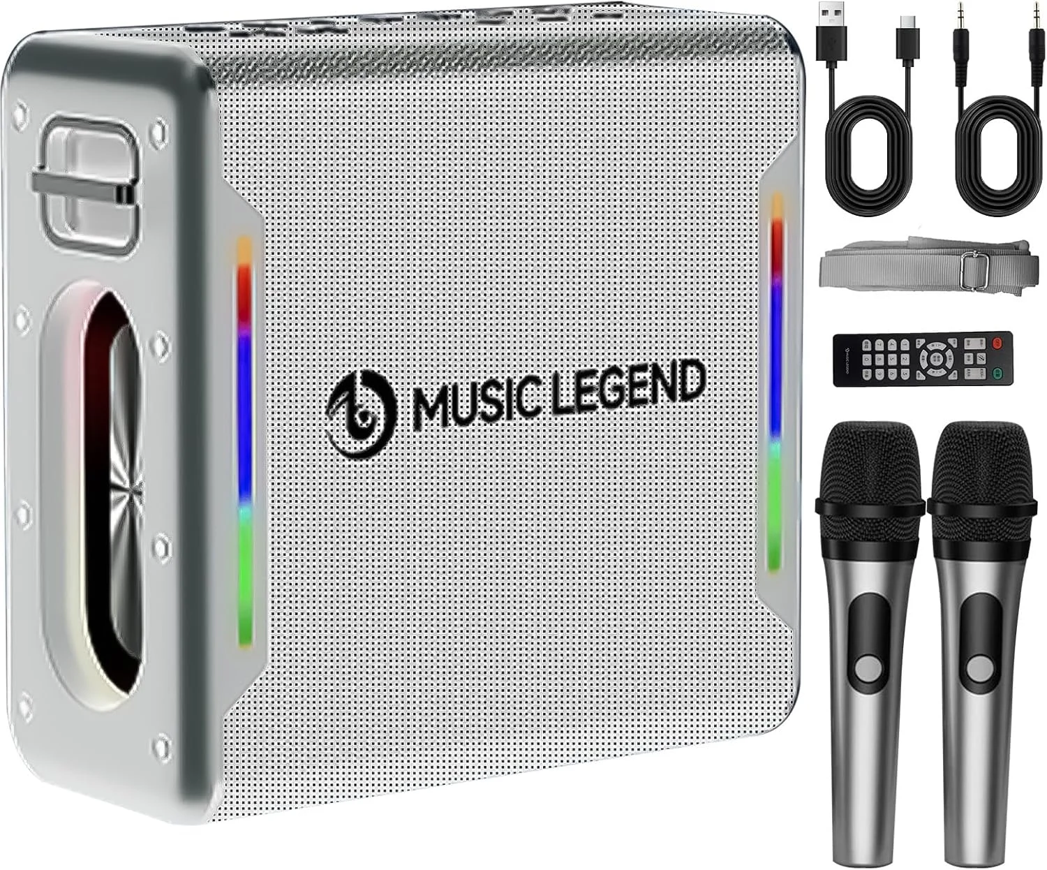 دستگاه کارائوکه HATAH مدل V8 Pro با 2 میکروفون بی سیم، بلندگوی بلوتوثی، سیستم PA، بلندگوی بلوتوثی قابل حمل برای بزرگسالان و کودکان، مناسب برای استفاده در خانه و مهمانی، ایده آل برای هدیه دادن!