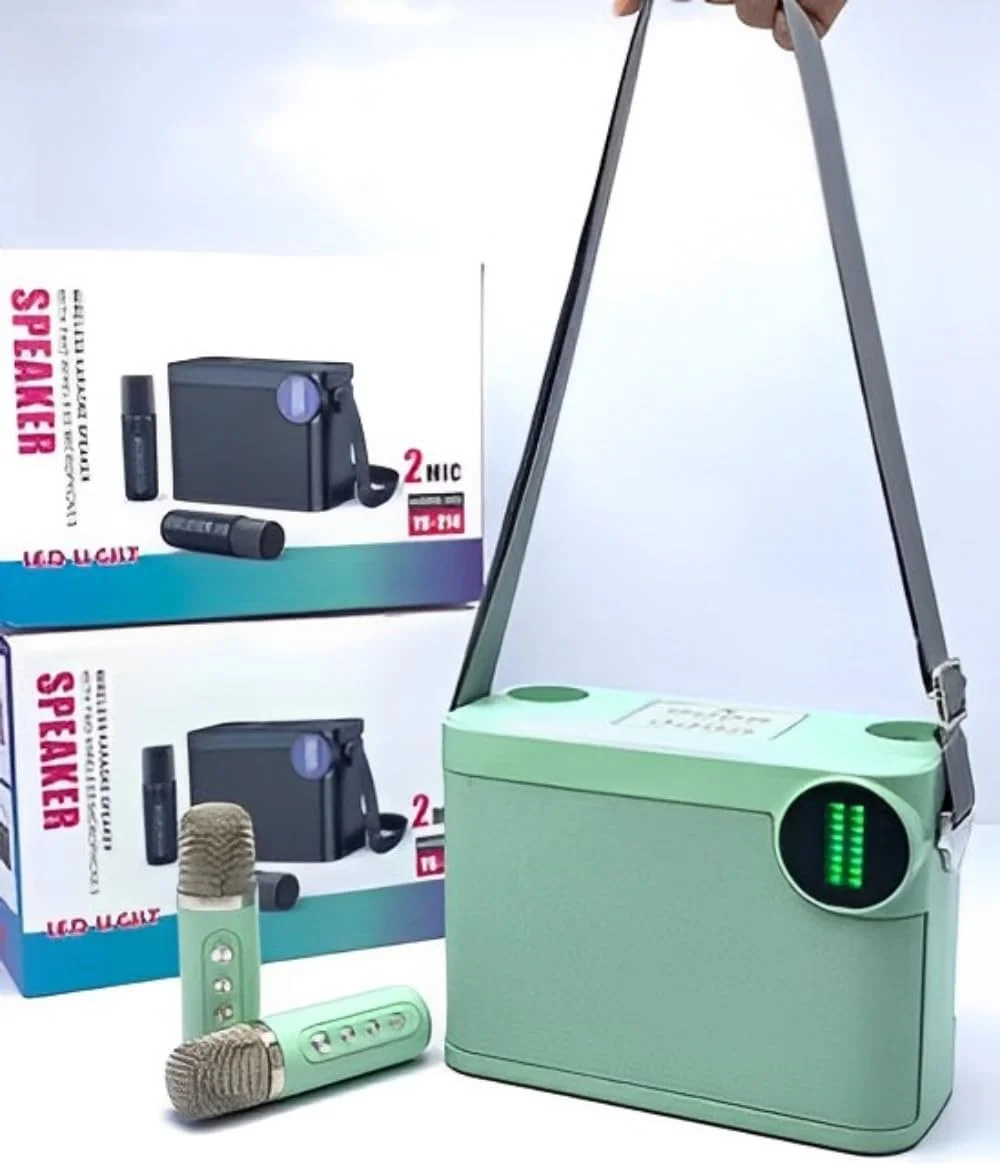 دستگاه کارائوکه قابل حمل بلوتوثی با 2 میکروفون بی سیم، سیستم بلندگوی PA برای مهمانی های داخلی و خارجی، مهمانی خانوادگی، سبز
