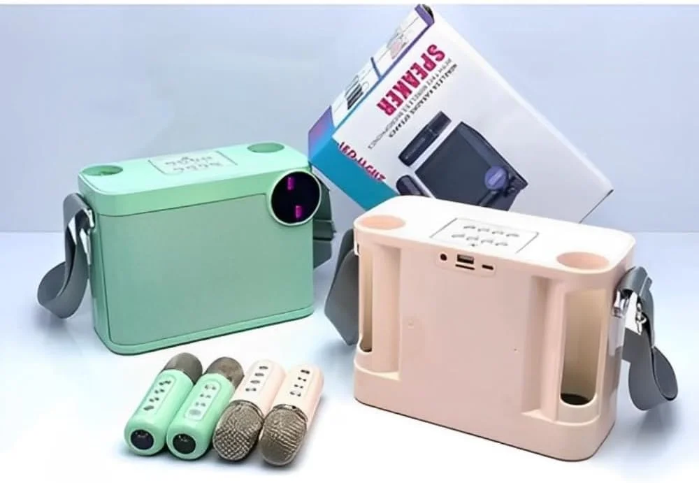 دستگاه کارائوکه قابل حمل بلوتوثی با 2 میکروفون بی سیم، سیستم بلندگوی PA برای مهمانی های داخلی و خارجی، مهمانی خانوادگی، سبز