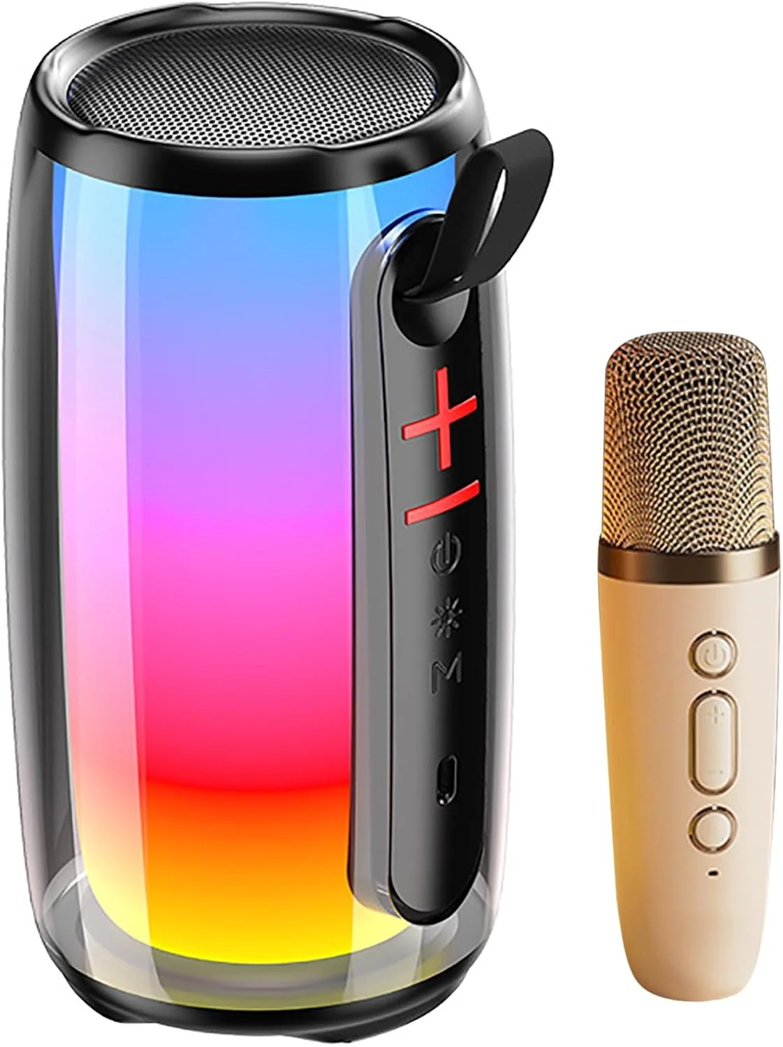 دستگاه کارائوکه کوچک قابل حمل Goshyda برای کودکان و بزرگسالان، دستگاه کارائوکه بلوتوث RGB با میکروفون بی سیم، هدیه تولد و کریسمس، مناسب برای KTV خانگی، سفر و فضای باز