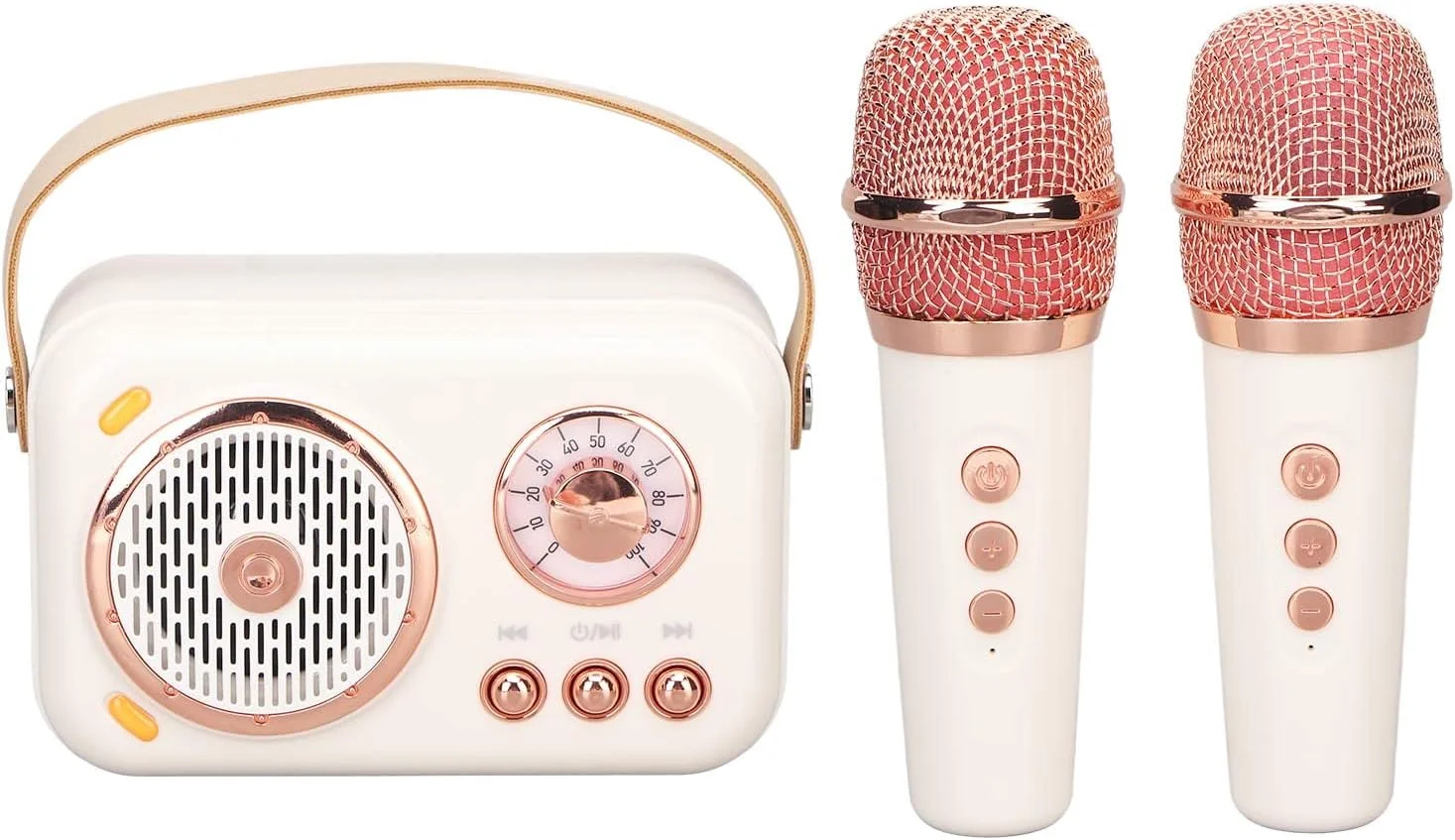 دستگاه کارائوکه Goshyda با 2 میکروفون بی سیم، سیستم بلندگوی PA قابل حمل با 6 حالت و توان 5 وات برای کودکان و بزرگسالان در خانه