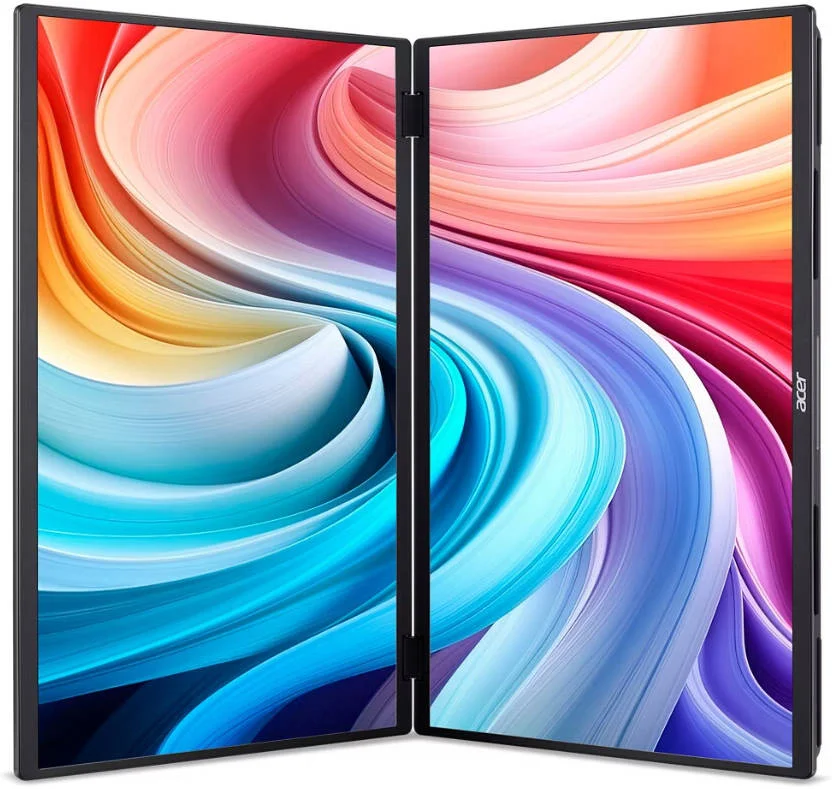 مانیتور دوگانه تاشو قابل حمل Acer PD3، 2x 15.6 اینچ IPS. رزولوشن FHD، نرخ تازه سازی 60 هرتز، زمان پاسخگویی 8 میلی ثانیه، نمایشگر رنگی 16.7 میلیون، مشکی | UM.ZP3EE.009