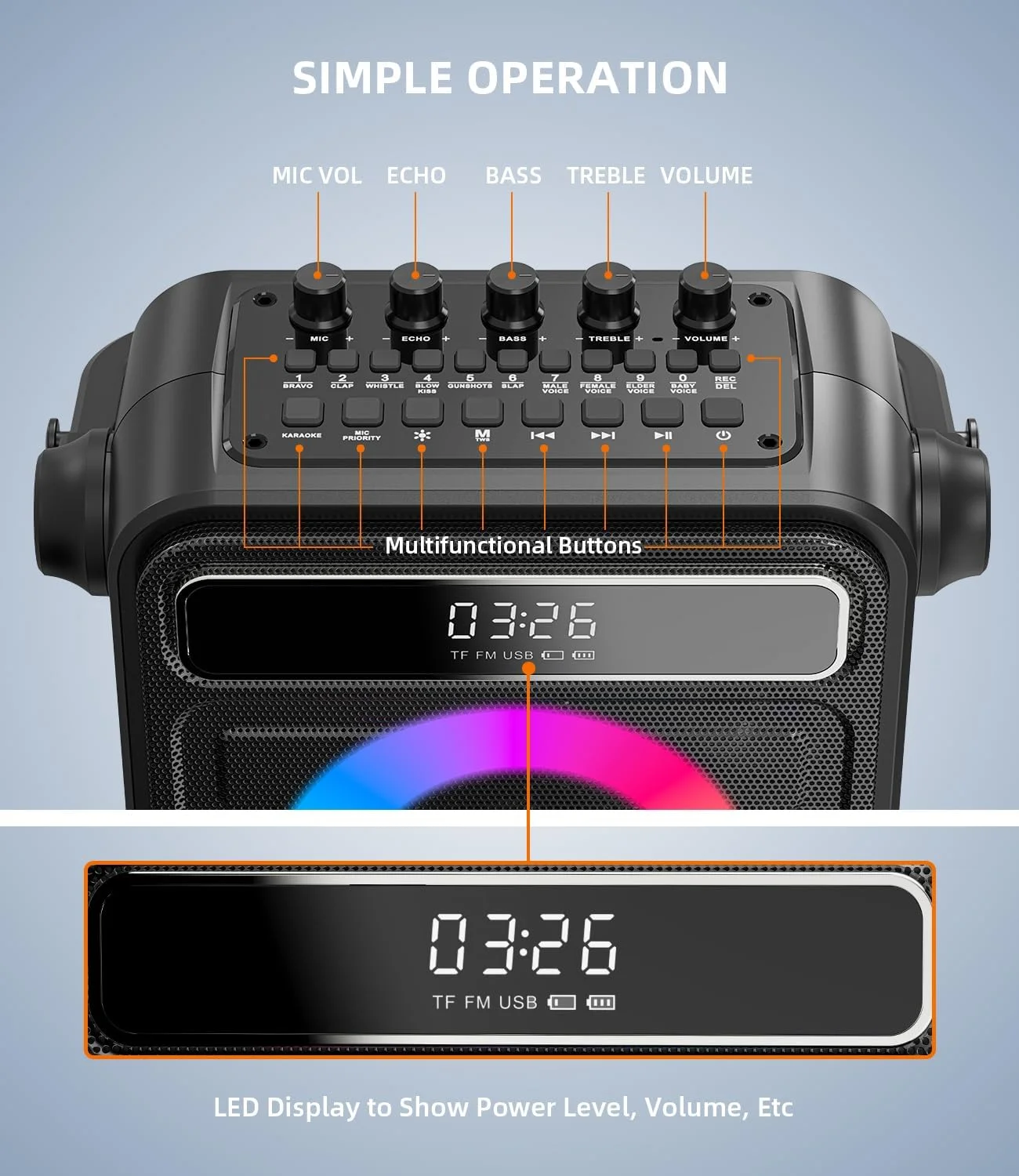 دستگاه کارائوکه با صفحه نمایش و بلوتوث