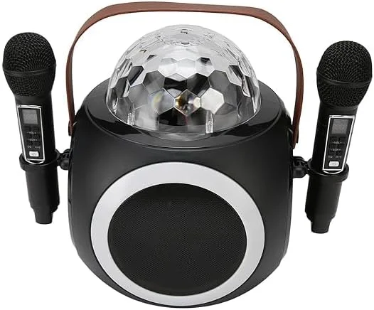 دستگاه کارائوکه عمومی: بلندگوی بلوتوث با میکروفون های بی سیم UHF و چراغ های LED دیسکو بال برای یک تجربه آواز خواندن فراموش نشدنی