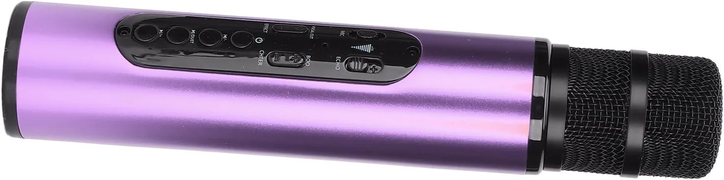 میکروفون کارائوکه عمومی، میکروفون قابل حمل چند منظوره استریو فراگیر فلزی برای مهمانی (بنفش)