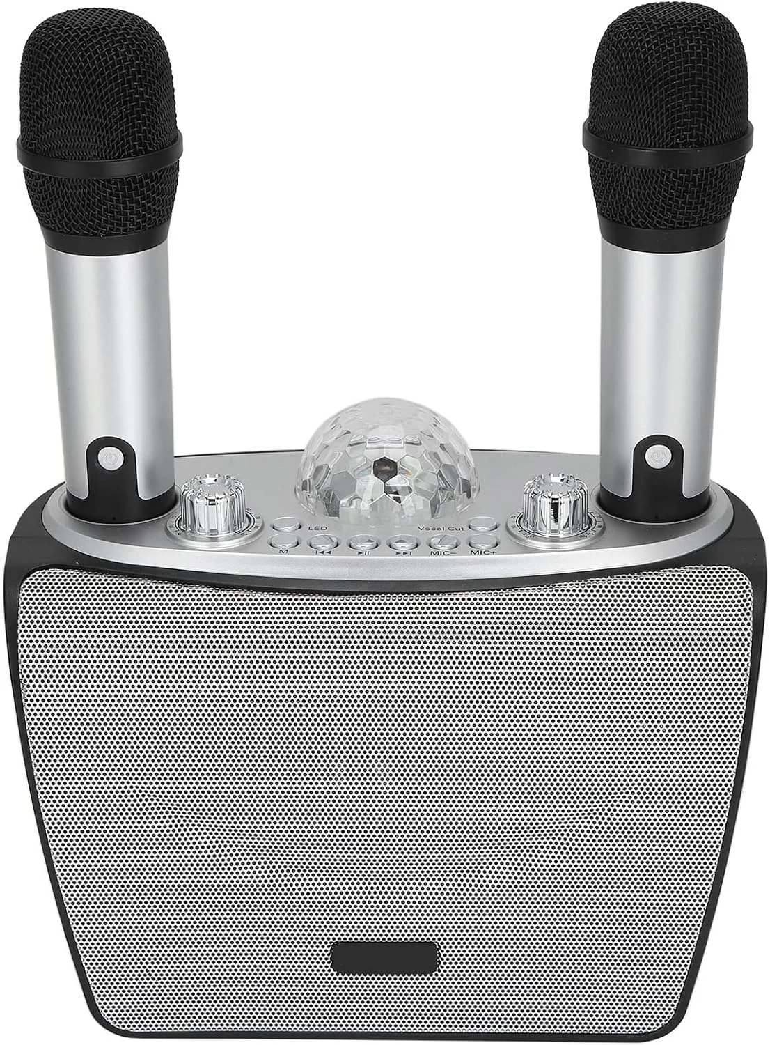 دستگاه کارائوکه قابل حمل، بلندگوهای کارائوکه بلوتوثی قابل شارژ با 2 میکروفون بی سیم، سیستم بلندگوی PA با چراغ های LED RGB، برای مهمانی های خانوادگی کودکان و بزرگسالان