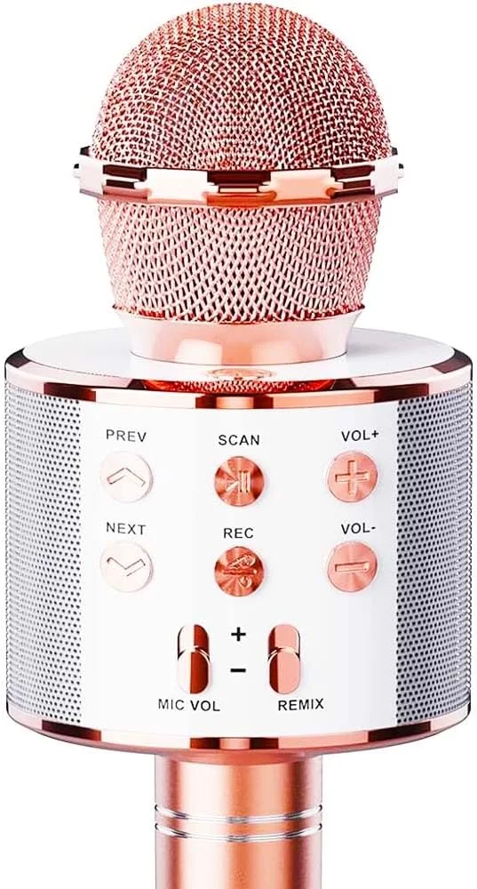 میکروفون بی سیم قابل حمل بلوتوثی رنگارنگ برای کارائوکه، چند منظوره با بلندگوی داخلی و چراغ های ال ای دی