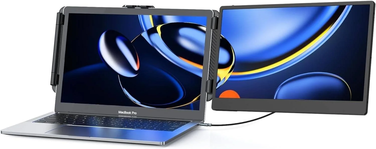 نمایشگر قابل حمل لپ تاپ V2COM مدل S1 باریک، 14 اینچ IPS FHD، مانیتور قابل حمل توسعه یافته برای لپ تاپ، توسعه دهنده مانیتور لپ تاپ مسافرتی Type-C با پایه، Plug and Play