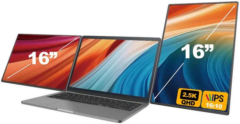 مانیتور قابل حمل V2COM S7 Pro، نمایشگر 16 اینچی 2K QHD IPS، پوشش 100% sRGB، USB-C و Mini HDMI، بلندگوهای دوگانه، طراحی فوق العاده باریک و جداشدنی، حاشیه های باریک، مشکی | S7PROPC7