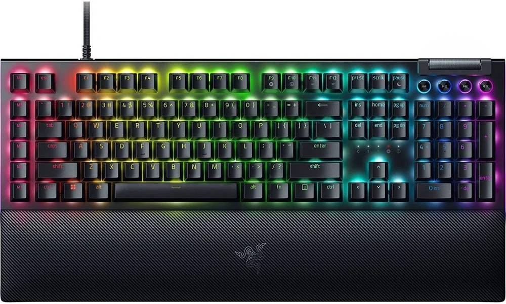 کیبورد گیمینگ مکانیکی Razer BlackWidow V4، سوییچ‌های سبز Razer، اتصال سیمی، غلطک چند منظوره، 6 کلید ماکرو، کلیدهای دوبل شات ABD، طرح‌بندی انگلیسی، مشکی | RZ03-04690100-R3M1