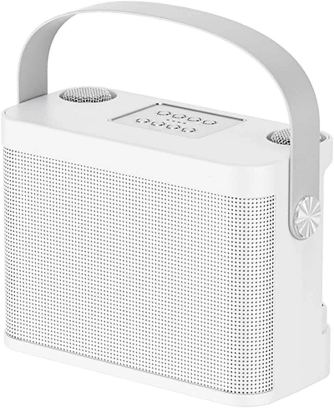 دستگاه کارائوکه قابل حمل با 2 میکروفون، حذف صدای اصلی، با 7 نوع افکت تغییر صدا، پشتیبانی از سیستم بلوتوث AUX TF USB، مناسب برای مهمانی/بزرگسالان/کودکان، سفید