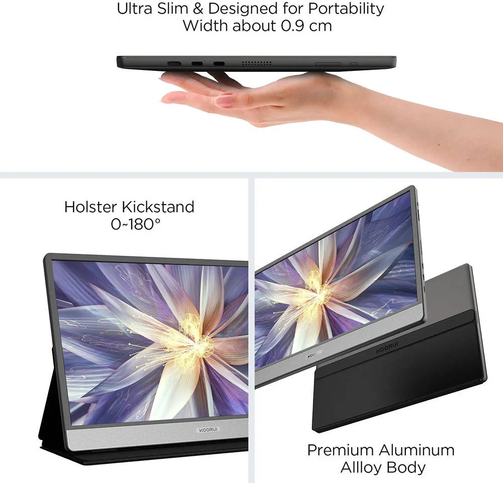 مانیتور قابل حمل 15.6 اینچی IPS FHD کوروی مدل 15B1، صفحه نمایش رتینا، نرخ تازه سازی 60 هرتز، زمان پاسخگویی 5 میلی ثانیه، نسبت تصویر 16:9، دارای بلندگوی دوگانه داخلی، ورودی های Type-C و Mini HDMI، مشکی | 15B1 مانیتور قابل حمل 15.6 اینچی IPS FHD کوروی مدل 15B1، صفحه نمایش رتینا، نرخ تازه سازی 60 هرتز، زمان پاسخگویی 5 میلی ثانیه، نسبت تصویر 16:9، دارای بلندگوی دوگانه داخلی، ورودی های Type-C و Mini HDMI، مشکی | 15B1