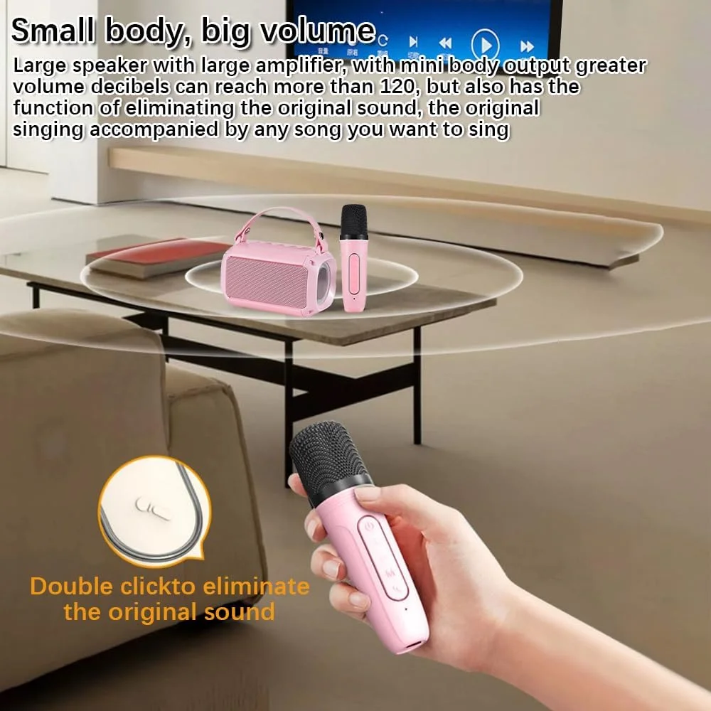 دستگاه مینی کارائوکه Fawoonu با 2 میکروفون بی سیم، اسپیکر قابل حمل BT 5W با نورپردازی LED رنگارنگ، میکروفون دستی، ست کارائوکه برای مهمانی تولد دختران و پسران، KTV خانگی دستگاه مینی کارائوکه Fawoonu با 2 میکروفون بی سیم، اسپیکر قابل حمل BT 5W با نورپردازی LED رنگارنگ، میکروفون دستی، ست کارائوکه برای مهمانی تولد دختران و پسران، KTV خانگی