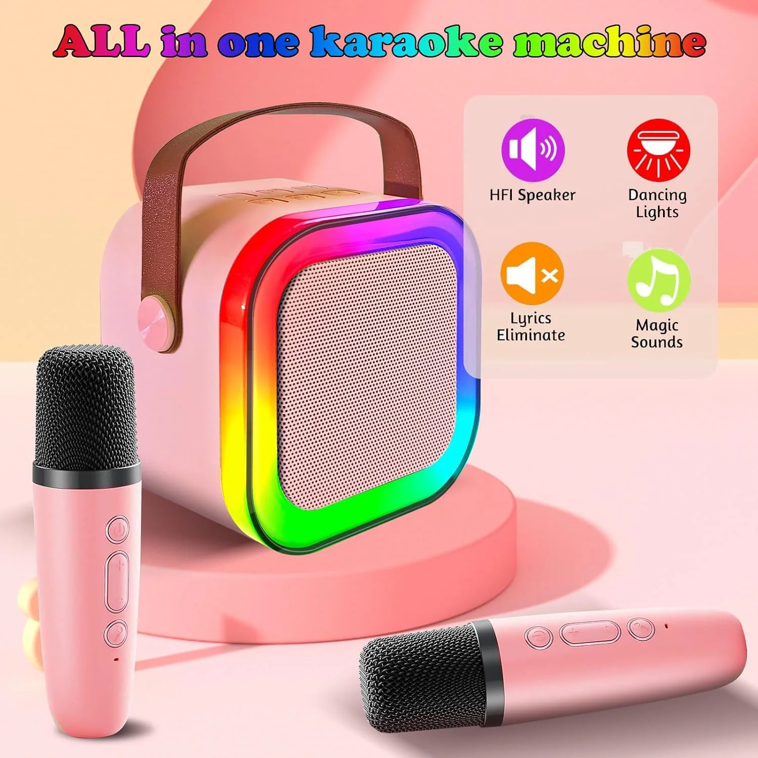 دستگاه کارائوکه کوچک FCZMO با 2 میکروفون بی سیم برای کودکان و بزرگسالان، بلندگوی بلوتوث قابل حمل، اسباب بازی برای دختران و پسران 4 5 6 7 8 9 10 12 ساله، هدیه تولد کریسمس، ایده های مهمانی خانگی (صورتی) دستگاه کارائوکه کوچک FCZMO با 2 میکروفون بی سیم برای کودکان و بزرگسالان، بلندگوی بلوتوث قابل حمل، اسباب بازی برای دختران و پسران 4 5 6 7 8 9 10 12 ساله، هدیه تولد کریسمس، ایده های مهمانی خانگی (صورتی)