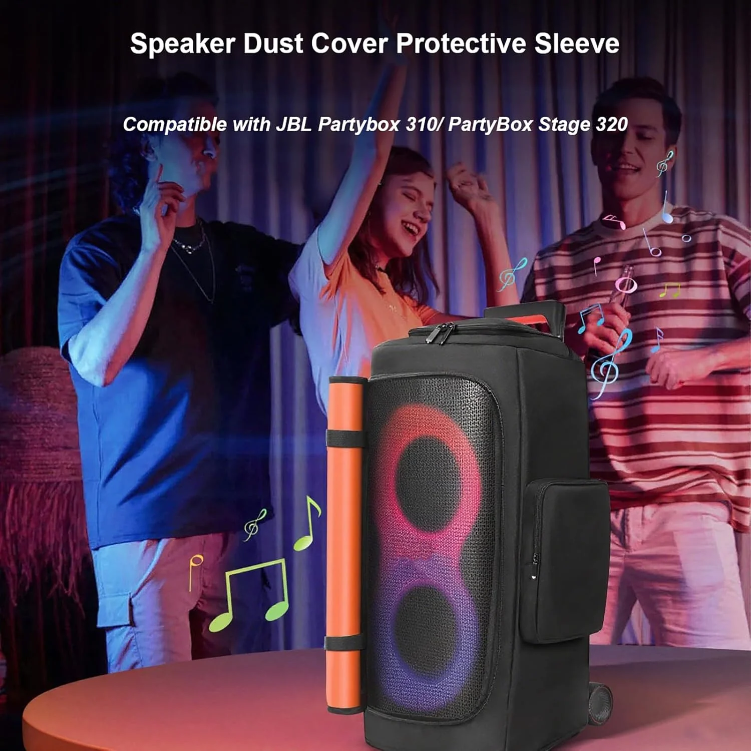 روکش محافظ بلندگو سازگار با بلندگوهای قابل حمل JBL PartyBox 310/ PartyBox Stage 320، کیف مسافرتی محافظ با جیب برای لوازم جانبی روکش محافظ بلندگو سازگار با بلندگوهای قابل حمل JBL PartyBox 310/ PartyBox Stage 320، کیف مسافرتی محافظ با جیب برای لوازم جانبی