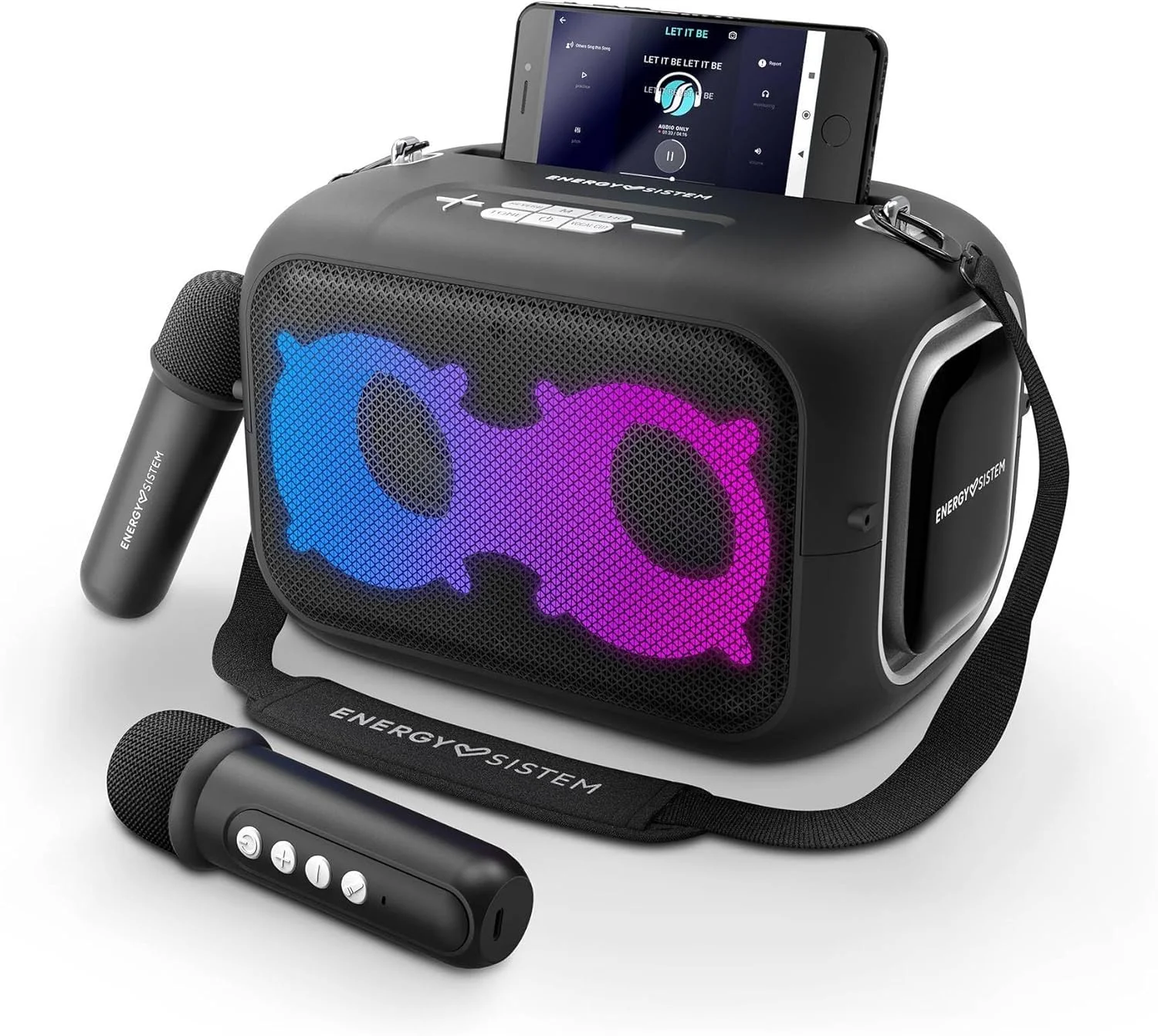 اسپیکر کارائوکه پارتی Energy Sistem Star با بلوتوث 5.4، پخش کننده MP3، چراغ های LED، استاندارد IPX4، دارای 2 میکروفون و 8 ساعت عمر باتری