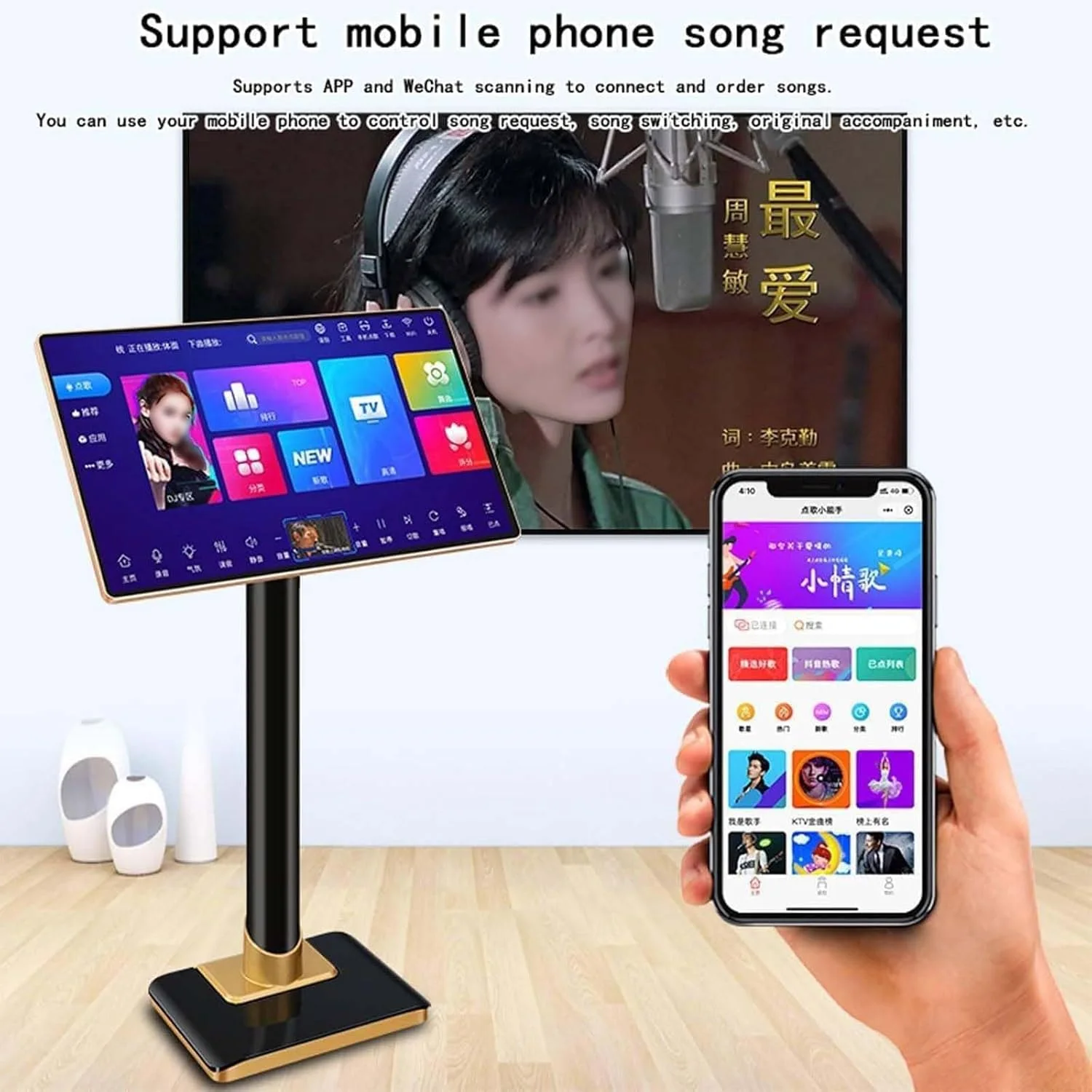 دستگاه کارائوکه صفحه لمسی 19 اینچی، مجهز به 2 میکروفون ریورب، عملکرد آمپلی فایر، 20 زبان، کنترل برنامه موبایل، میلیون ها آهنگ، مناسب مهمانی ها، تلویزیون، 8 ترابایت دستگاه کارائوکه صفحه لمسی 19 اینچی، مجهز به 2 میکروفون ریورب، عملکرد آمپلی فایر، 20 زبان، کنترل برنامه موبایل، میلیون ها آهنگ، مناسب مهمانی ها، تلویزیون، 8 ترابایت