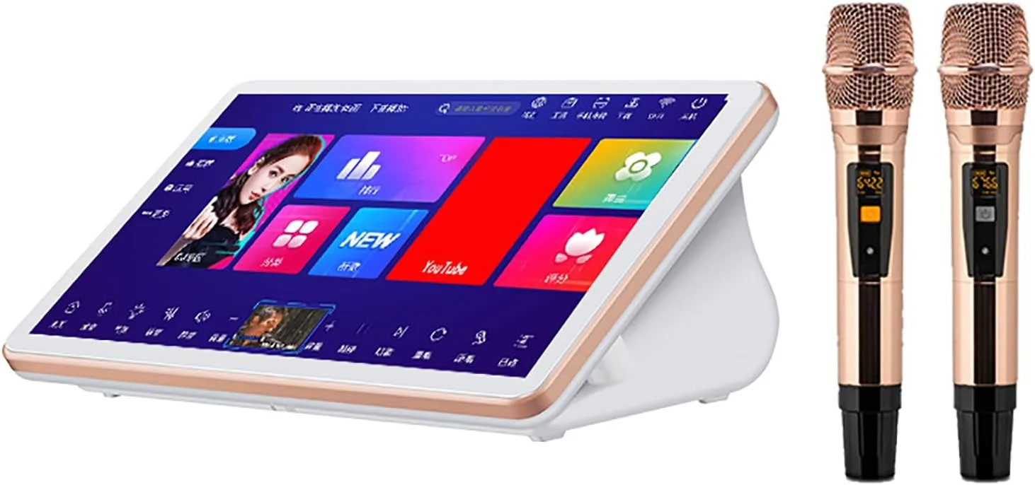 دستگاه کارائوکه ۱۸.۵ اینچی ERICAT با صفحه لمسی خازنی، عملکرد آمپلی فایر و میکروفون های DSP Reverberation، جلوه صوتی عالی و حافظه ۴ ترابایتی، مناسب برای مهمانی های خانوادگی و بار