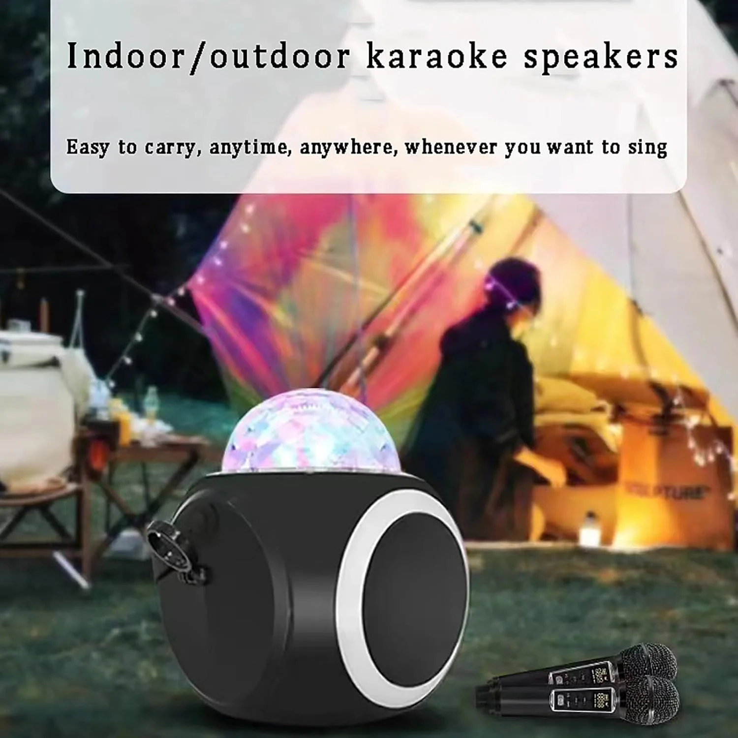 اسپیکر کارائوکه بلوتوث قابل حمل اریکات، دستگاه کارائوکه با چراغ های دیسکو و 2 میکروفون بی سیم، 3 نوع نور LED قابل تنظیم و پشتیبانی از TF/USB، AUX-in، برای خانه، مهمانی، فضای باز/داخلی اسپیکر کارائوکه بلوتوث قابل حمل اریکات، دستگاه کارائوکه با چراغ های دیسکو و 2 میکروفون بی سیم، 3 نوع نور LED قابل تنظیم و پشتیبانی از TF/USB، AUX-in، برای خانه، مهمانی، فضای باز/داخلی