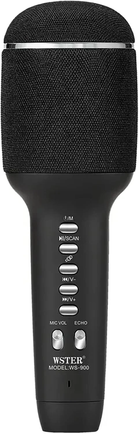 میکروفون کارائوکه بلوتوث ELLENNE با بلندگو برای بزرگسالان - تغییر صدا - کارائوکه بی سیم دوتایی - WS900 مشکی