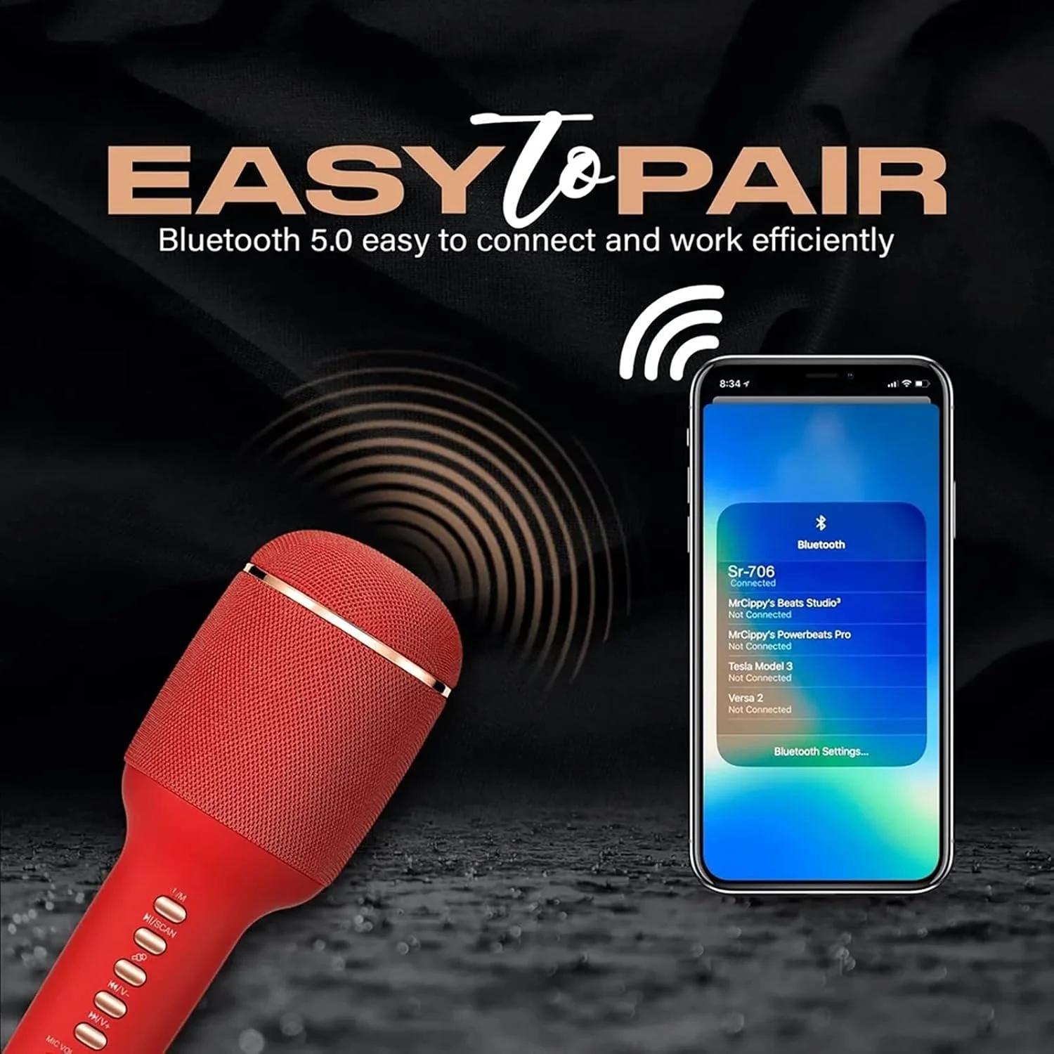 میکروفون کارائوکه بلوتوث ELLENNE با بلندگو برای بزرگسالان – تغییر صدا – کارائوکه بی سیم دوتایی – WS900 دوتایی صورتی